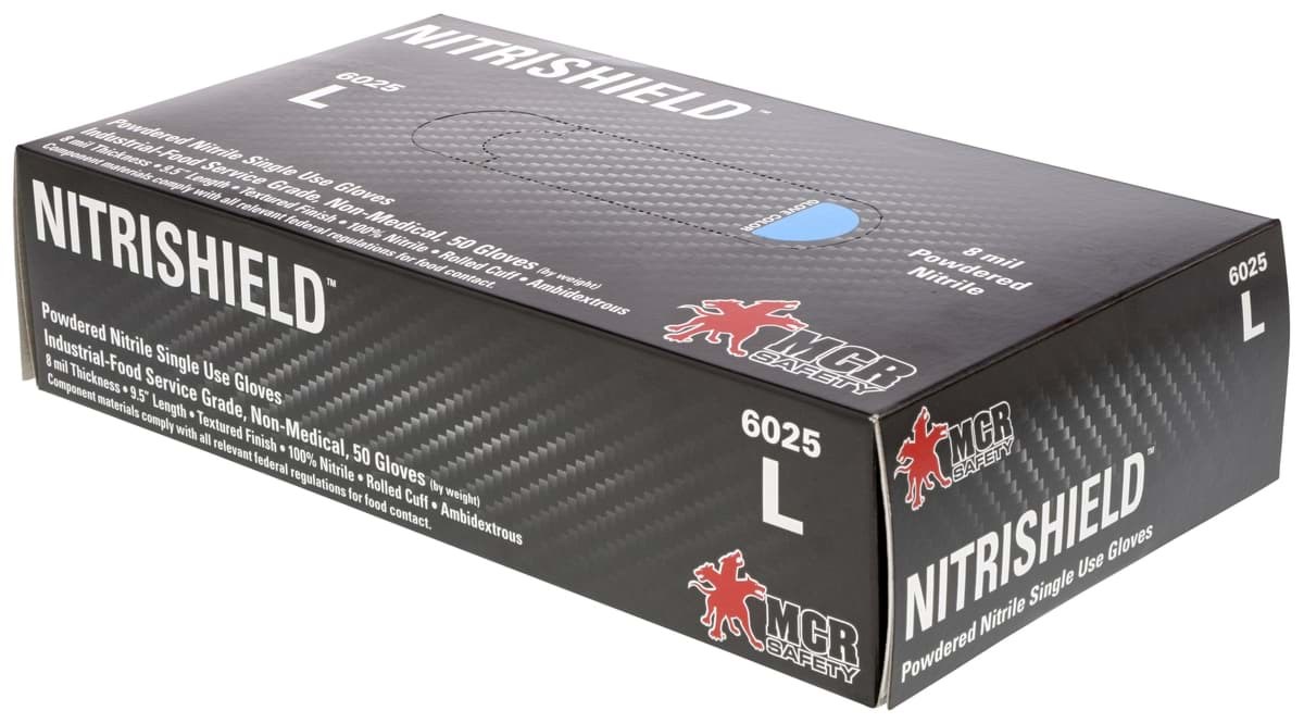 Picture of Disposable Chemical Glove Nitrile 8mil. Powdered “NitriShield”– M 