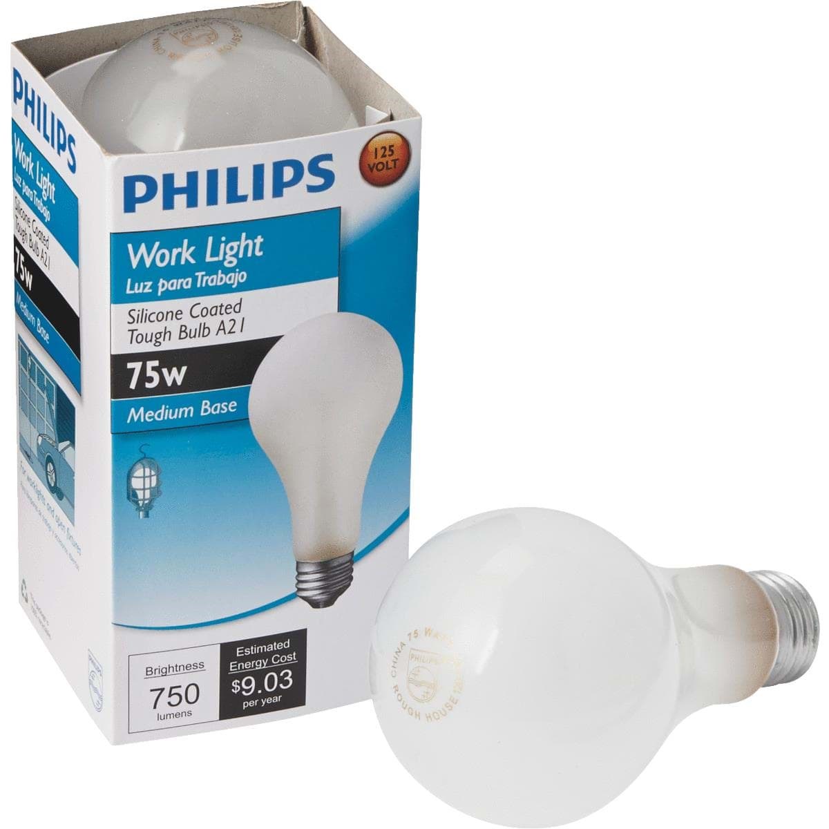 Picture of Philips Silicone Coated A21 Incandescent Rough Service Light Bulb