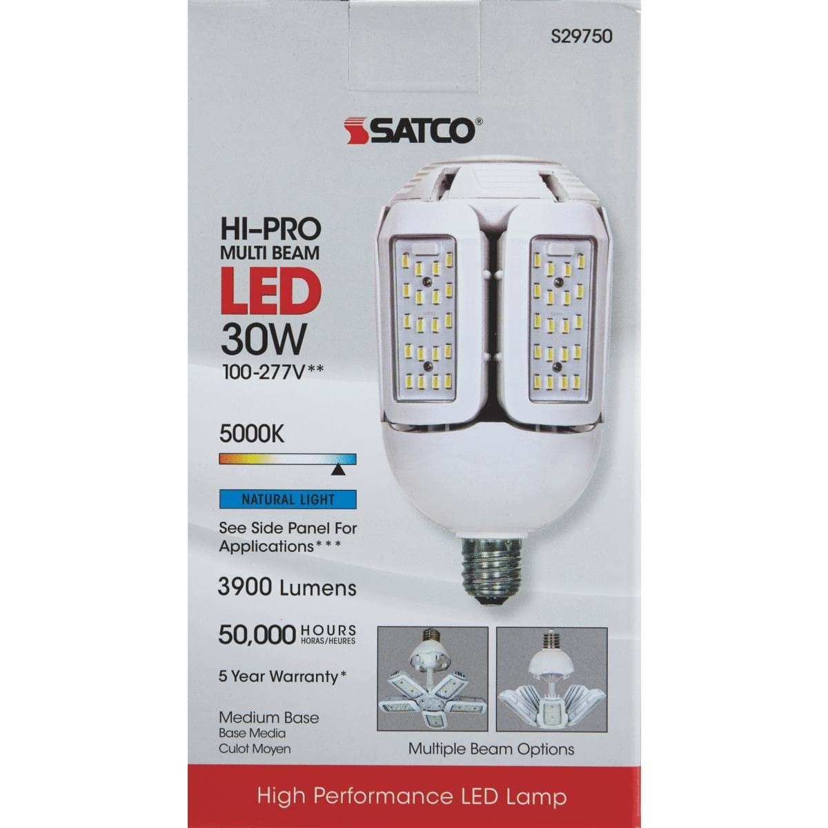 Picture of Satco Hi-Pro Corn Cob Medium Base Adjustable Beam LED High-Intensity Light Bulb