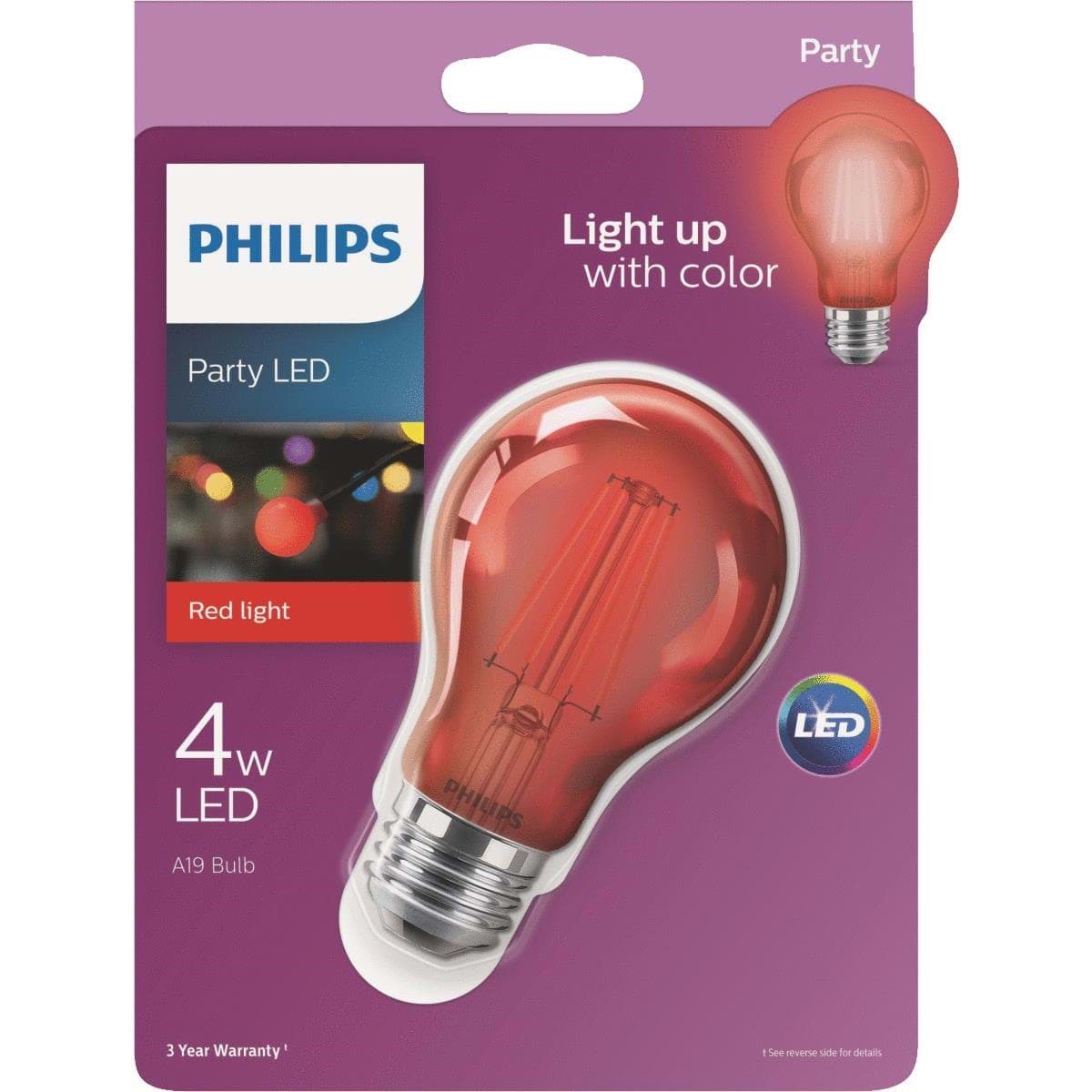 Picture of Philips A19 Medium Indoor/Outdoor LED Decorative Party Light Bulb