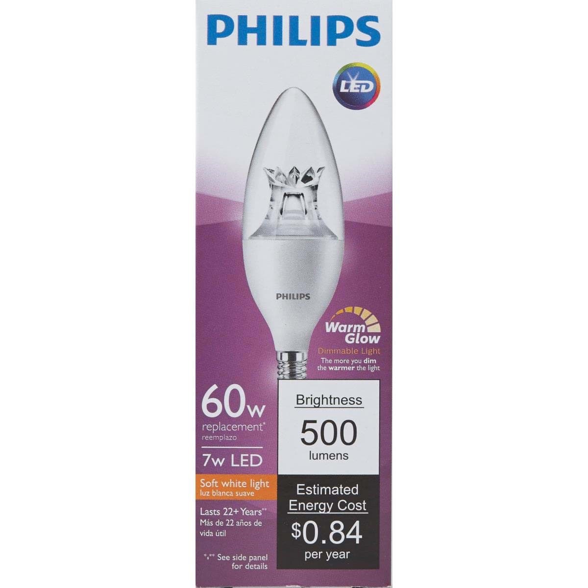 Picture of Philips Warm Glow B12 Candelabra Dimmable LED Decorative Light Bulb