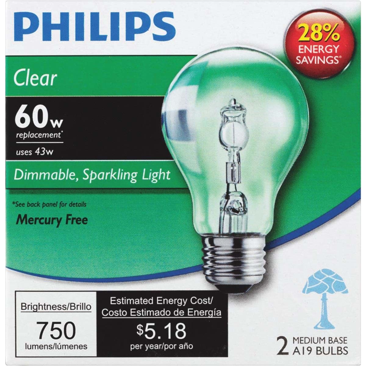 Picture of Philips EcoVantage A19 Medium Halogen Light Bulb