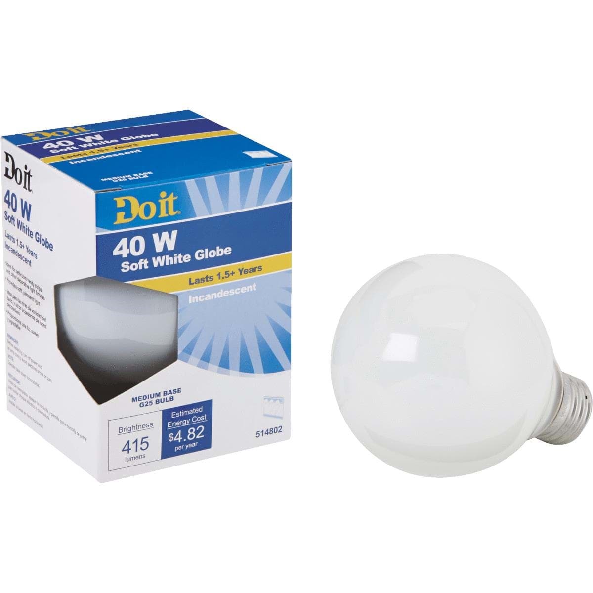 Picture of Do it G25 Incandescent Decorative Globe Light Bulb