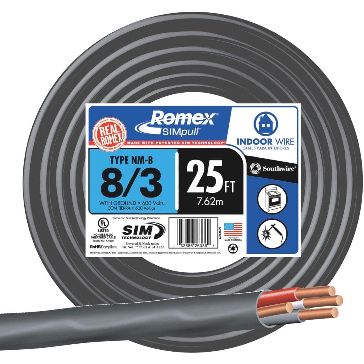 Picture of Romex 8-3 NMW/G Wire