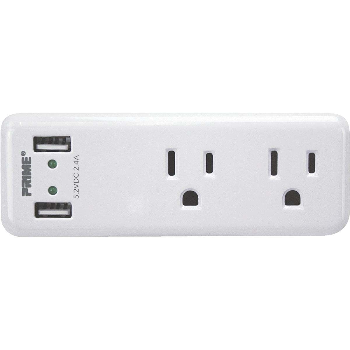 Picture of Prime Wire & Cable 2-Outlet Space Saving USB Charger