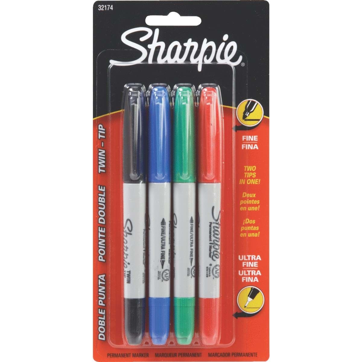 Picture of Sharpie Twin Tip Permanent Marker - Assorted 4pk