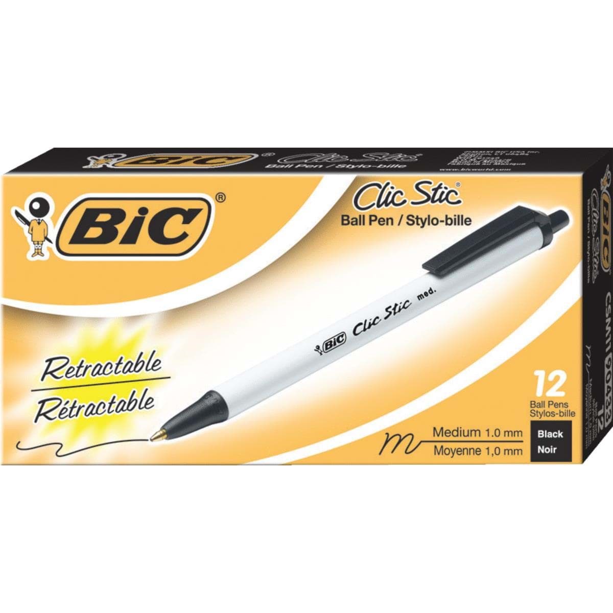 Picture of Bic Clic Stic Retractable Ball Pen - Black