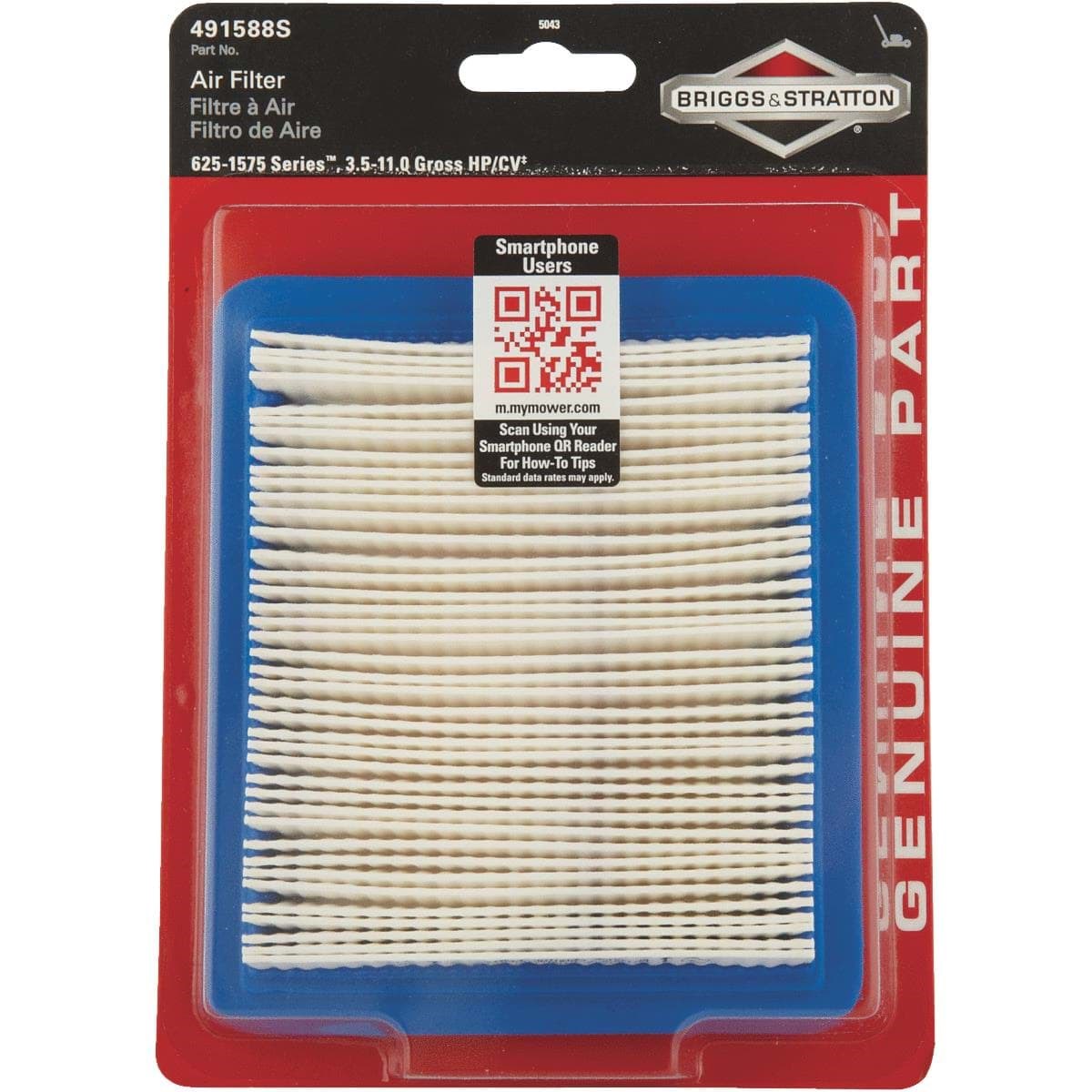Picture of Briggs & Stratton 491588S 3.5 To 6.75 HP Paper Engine Air Filter