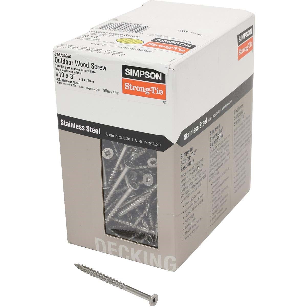 Picture of Simpson Strong-Tie Stainless Steel Bugle Head Deck Screw - #10x3"