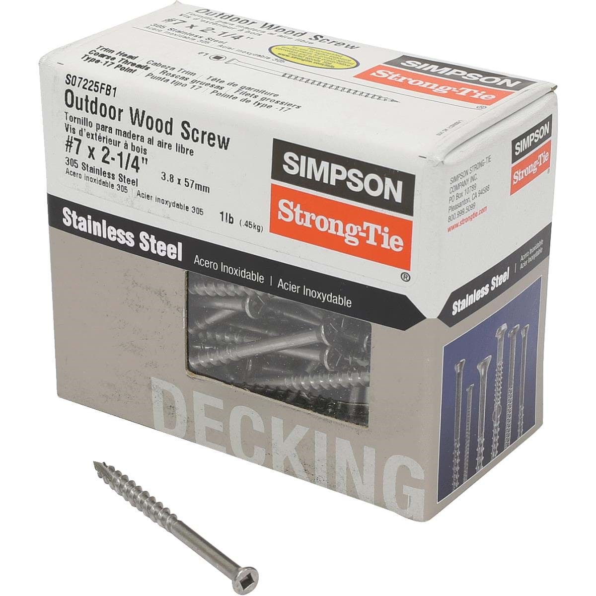 Picture of Simpson Strong-Tie Square Drive Trim Head Screw - #7x2-1/4"
