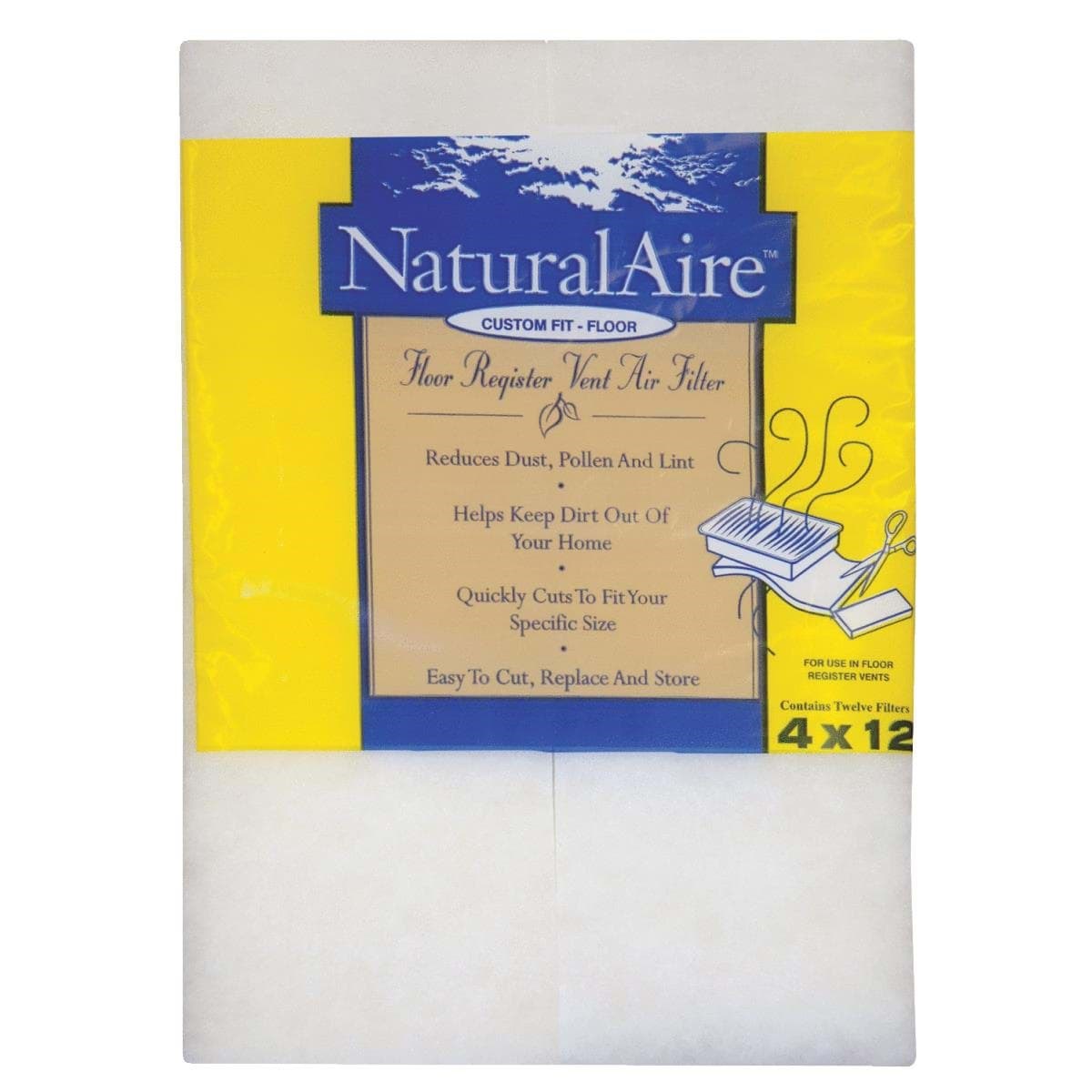 Picture of Flanders NaturalAire Register Trimmable Air Filter - 4"x12"x1/4"