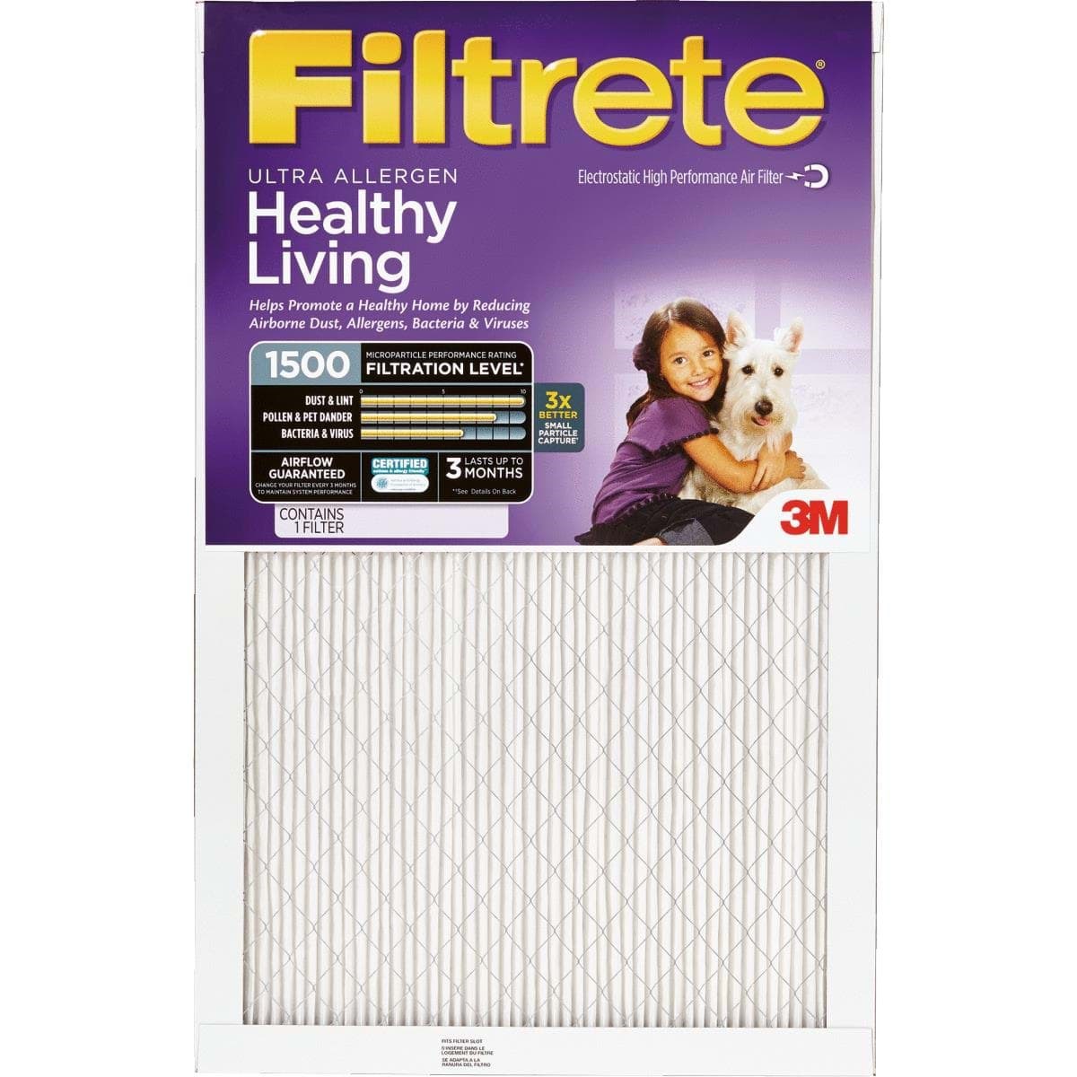 Picture of 3M Filtrete Ultra Allergen Healthy Living Air Conditioner & Furnace Filter - 16"x25"x1"