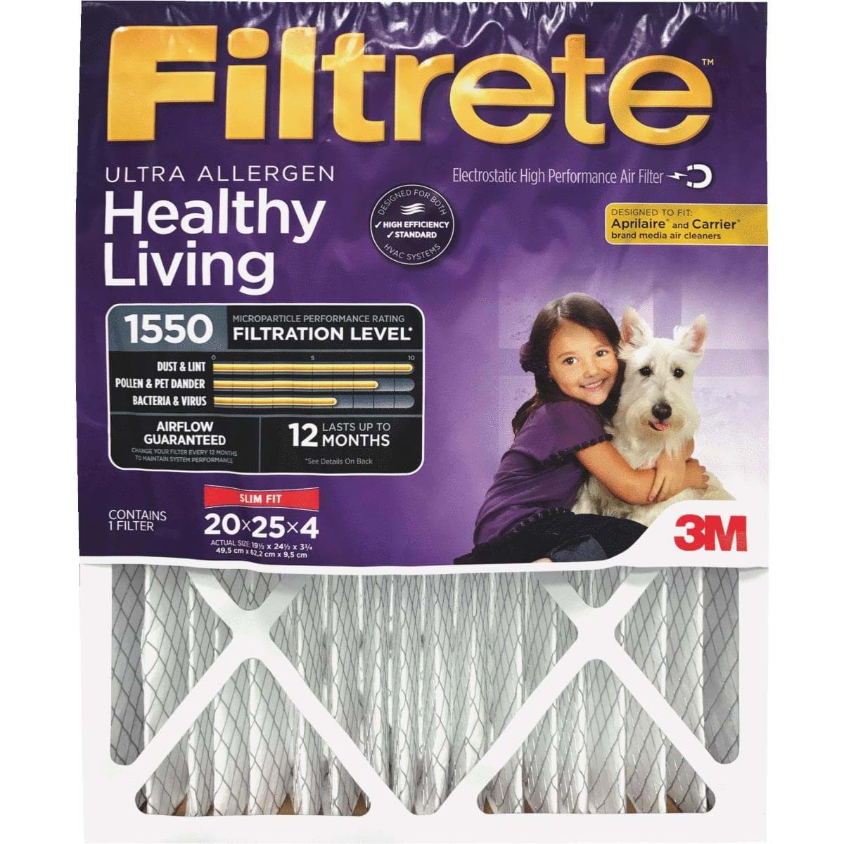 Picture of 3M Filtrete Ultra Allergen Healthy Living Deep Pleat Air Conditioner & Furnace Filter - 20"x25"x4"