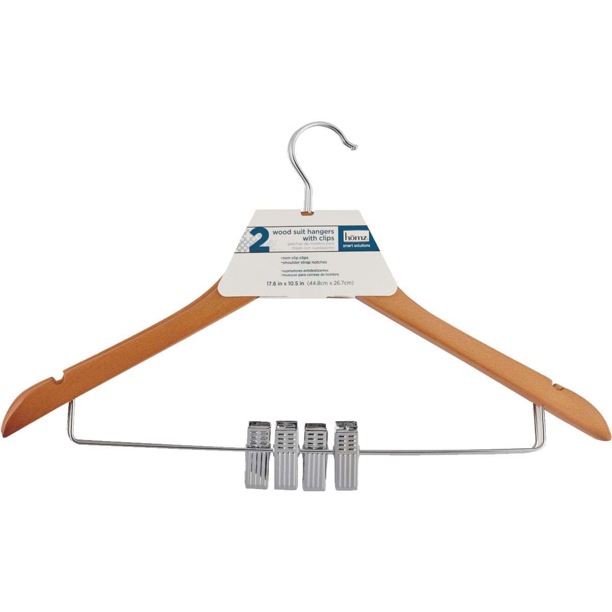 Picture of Homz Wood Suit Clothes Hanger With Clips