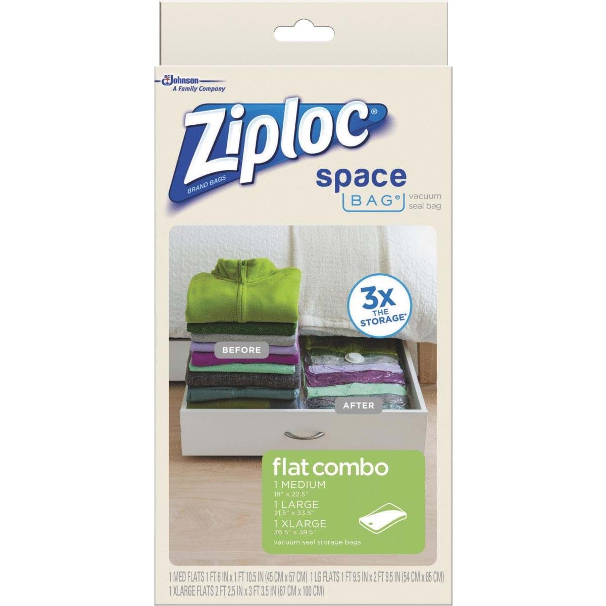 Picture of Ziploc Space Bag Vacuum Seal Flat Combo Storage Bag