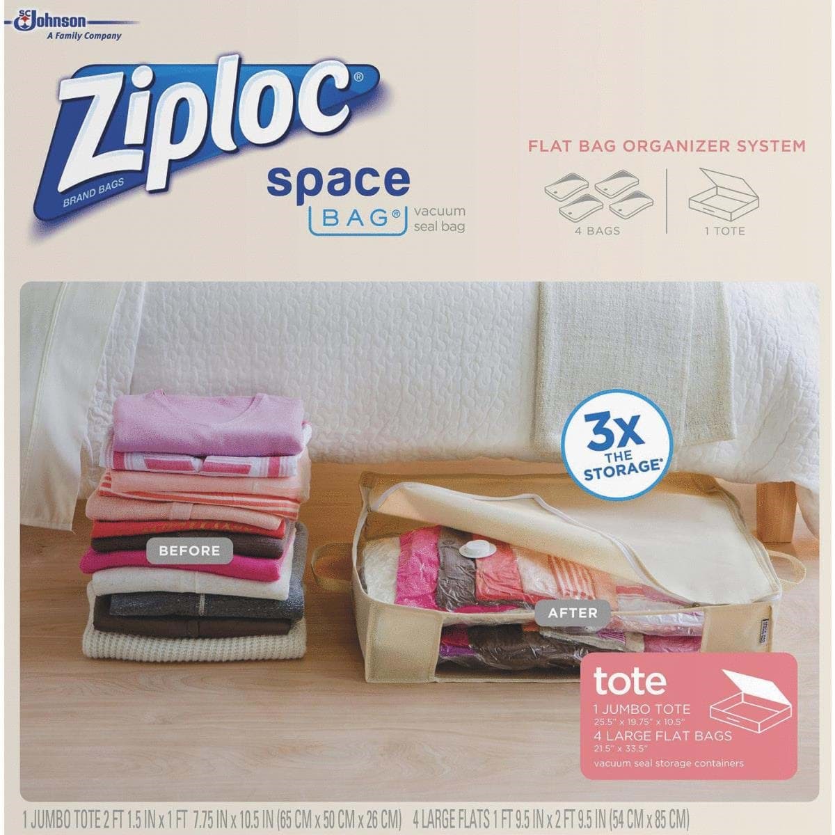 Picture of Ziploc Space Bag Vacuum Seal Tote Storage Bag Set