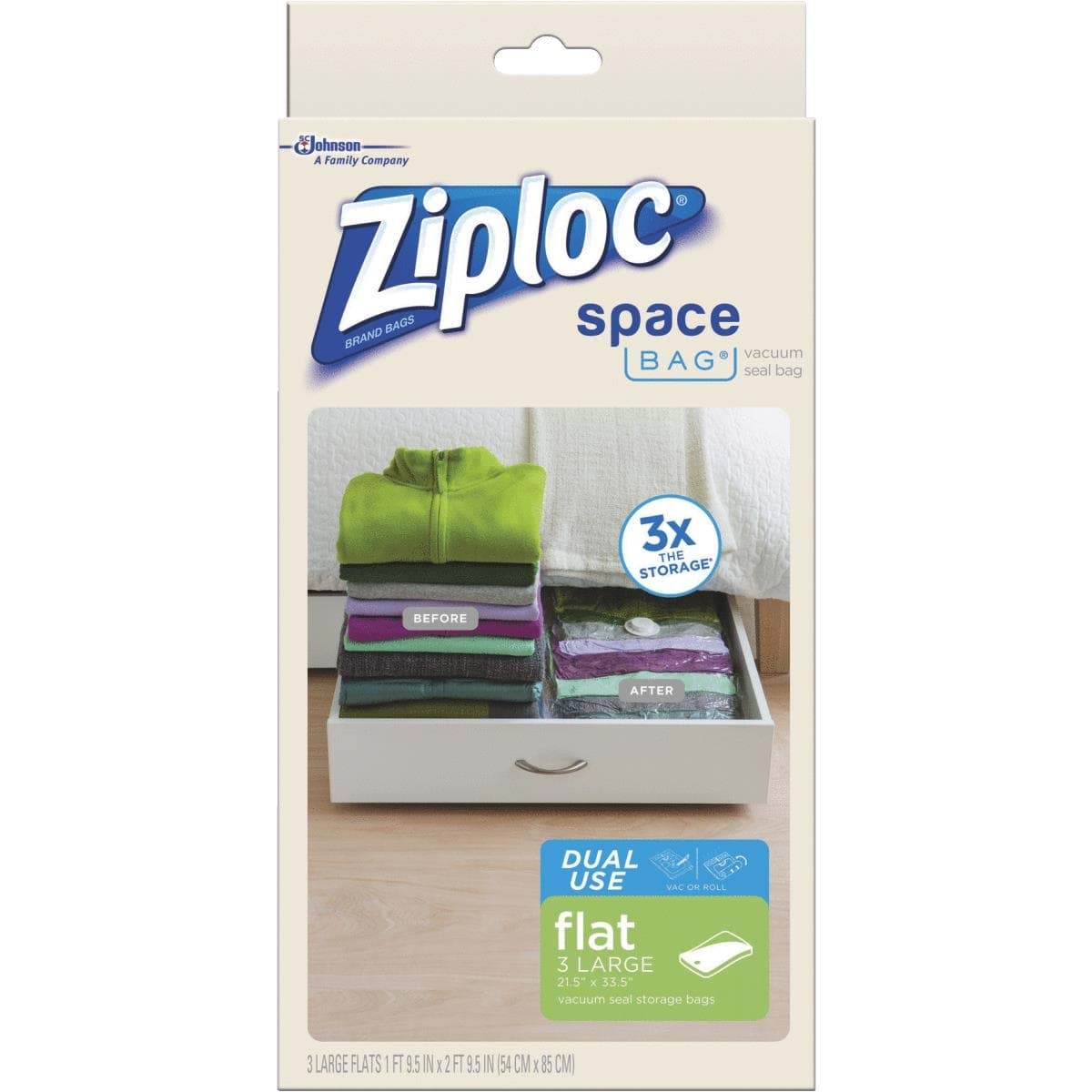 Picture of Ziploc Space Bag Vacuum Seal Dual Use Flat Storage Bag
