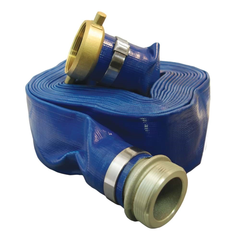 Picture of 2 In. x 25 Ft. Blue PVC Layflat Discharge Assembly — Pin Lug