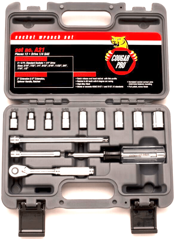 Picture of Socket Set w/ Ratchet Drive 1/4" 6 Point Wright - 13pc