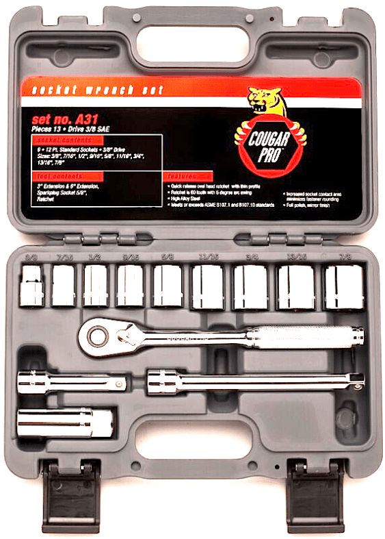 Picture of Socket Set w/ Ratchet Drive 3/8" 12 Point Wright - 13pc.