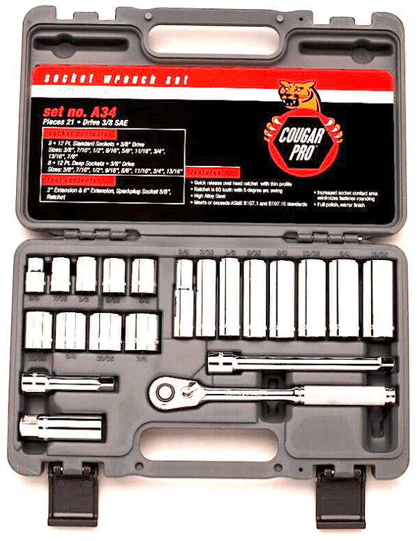 Picture of Socket Set w/ Ratchet Drive 3/8" 12 Point Wright – 21pc.