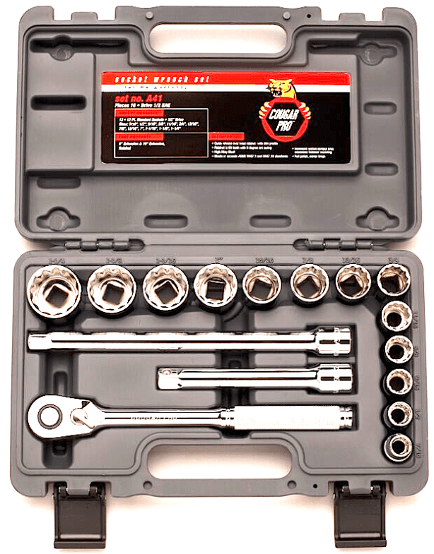 Picture of Socket Set w/ Ratchet Drive 1/2" 12 Point Wright – 16pc.