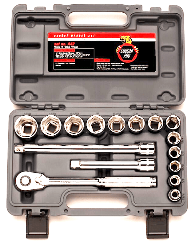 Picture of Socket Set w/ Ratchet Drive 1/2" 6 Point Wright – 16pc