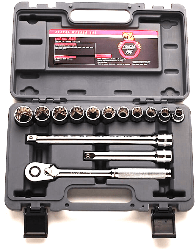 Picture of Socket Set w/ Ratchet Drive 1/2" 12 Point Metric Wright - 14pc.