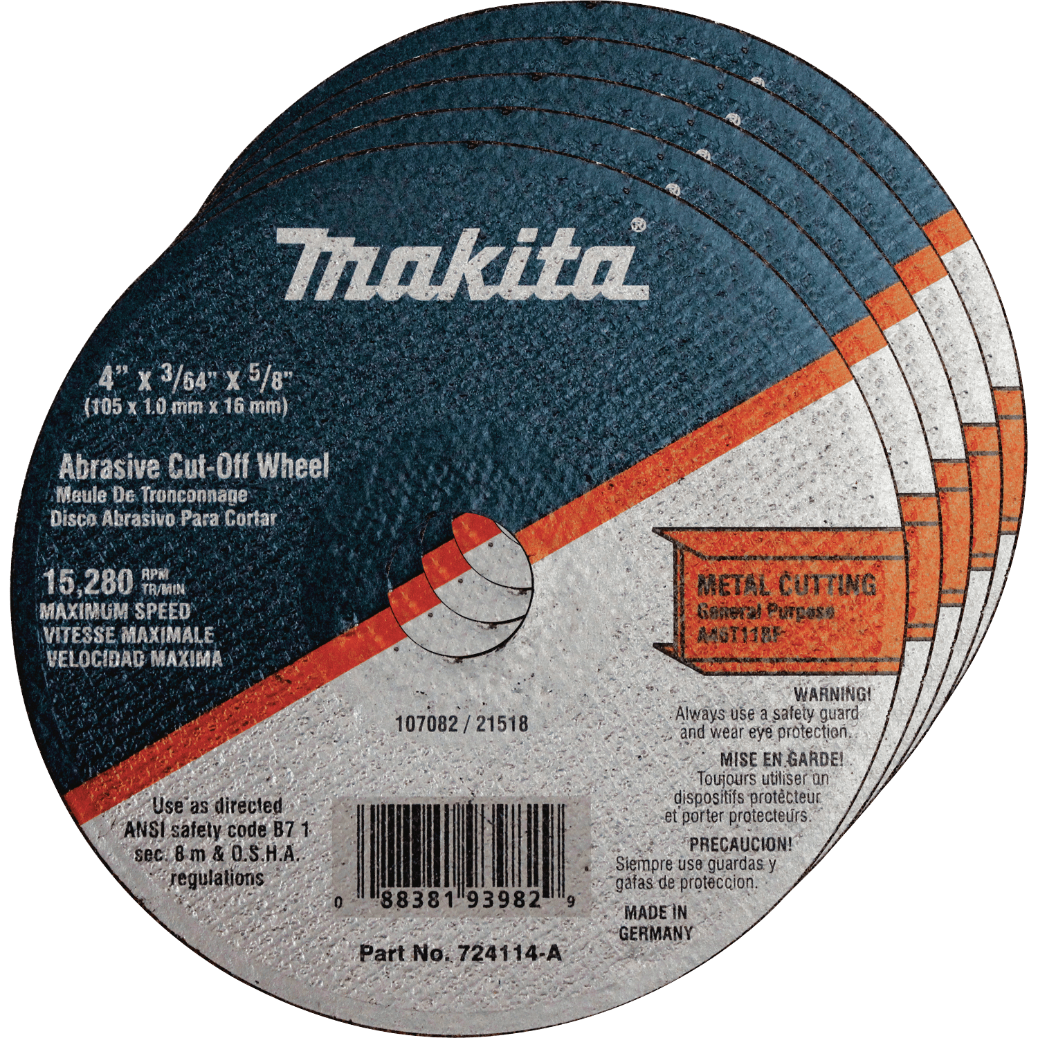 Picture of 4" x 5/8" x 3/64" Super Thin Cut-off Wheel, Metal, 25/pk