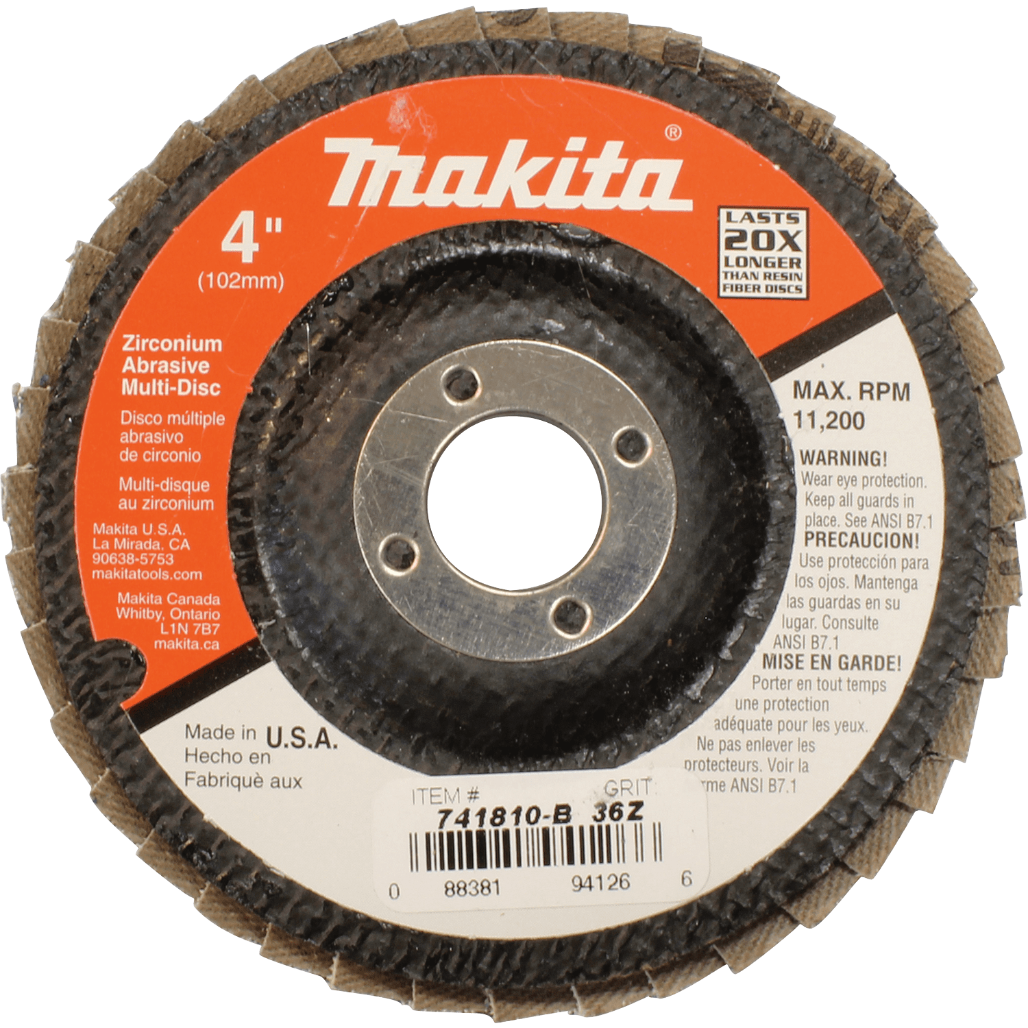 Picture of 4" x 5/8" Multi-Disc, 36 Grit, Angled Type 29, 10/pk