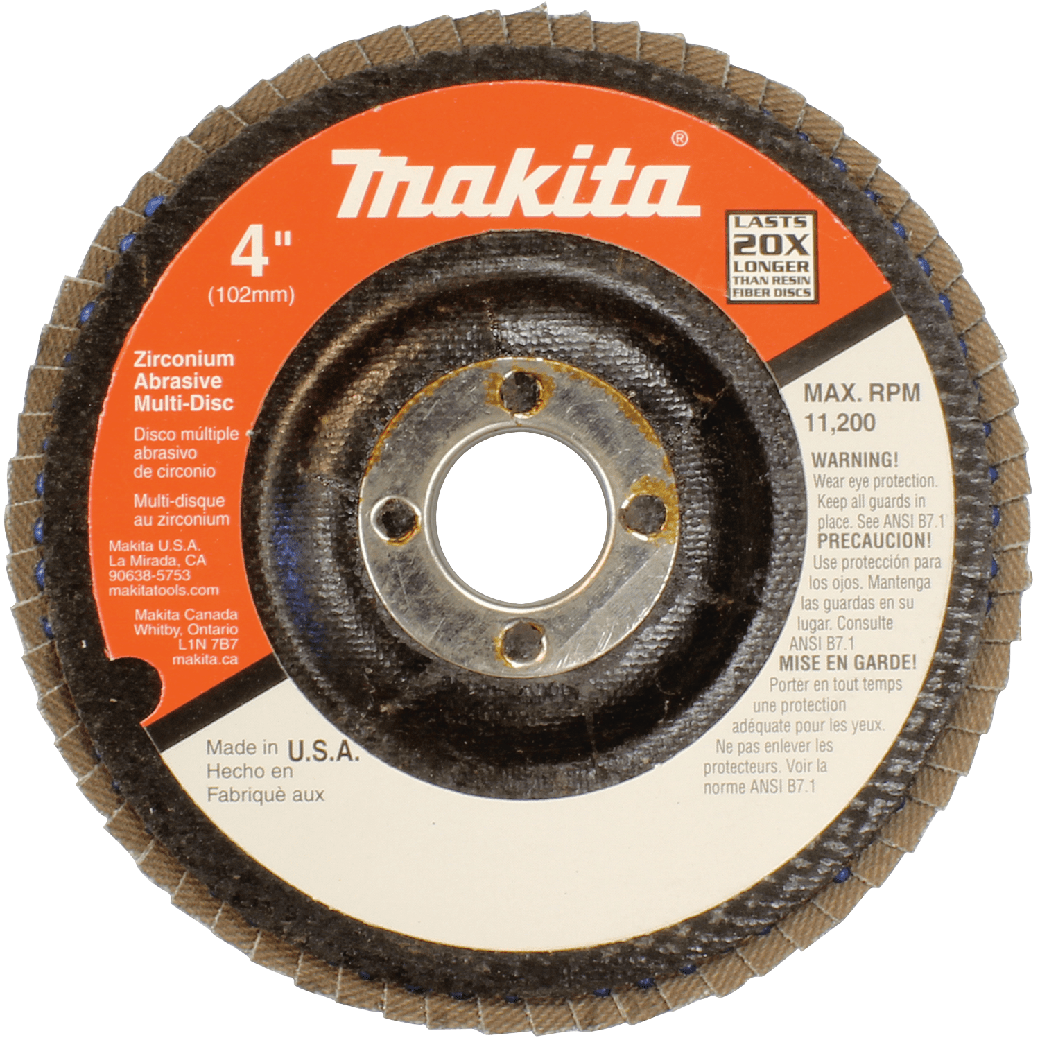 Picture of 4" x 5/8" Multi-Disc, 120 Grit, Angled Type 29, 10/pk