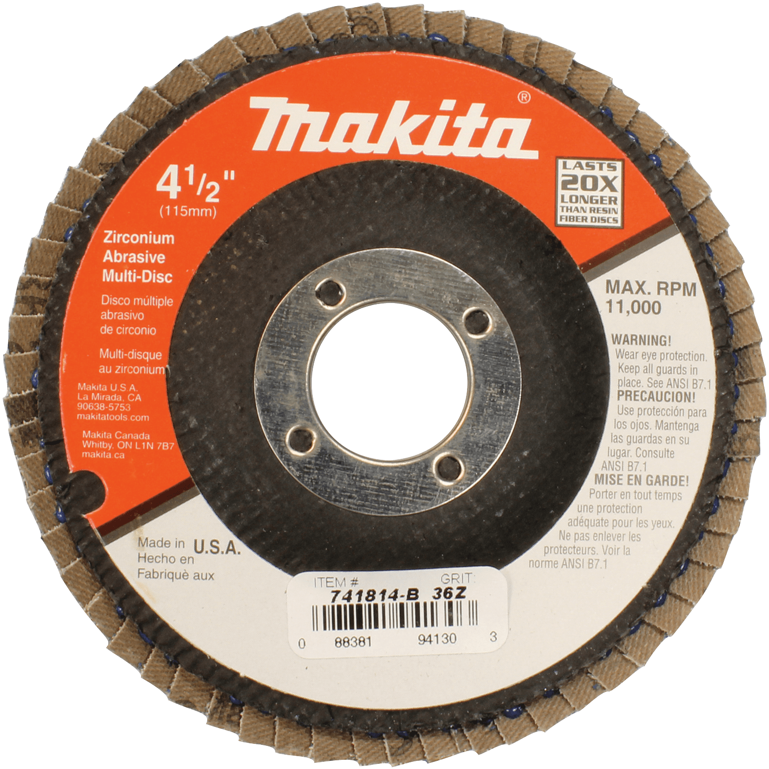 Picture of 4-1/2" x 7/8" Multi-Disc, 36 Grit, Angled Type 29, 10/pk