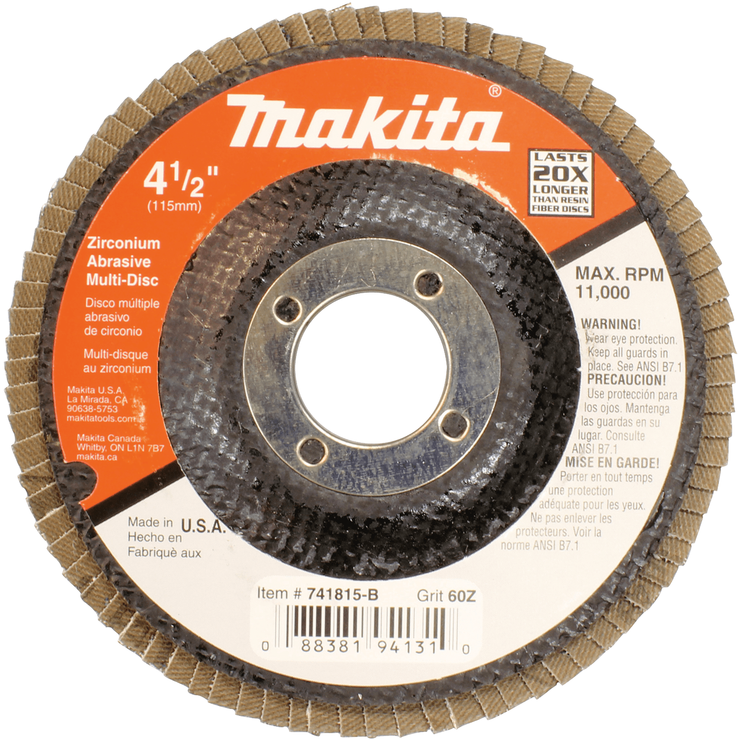 Picture of 4-1/2" x 7/8" Multi-Disc, 60 Grit, Angled Type 29, 10/pk