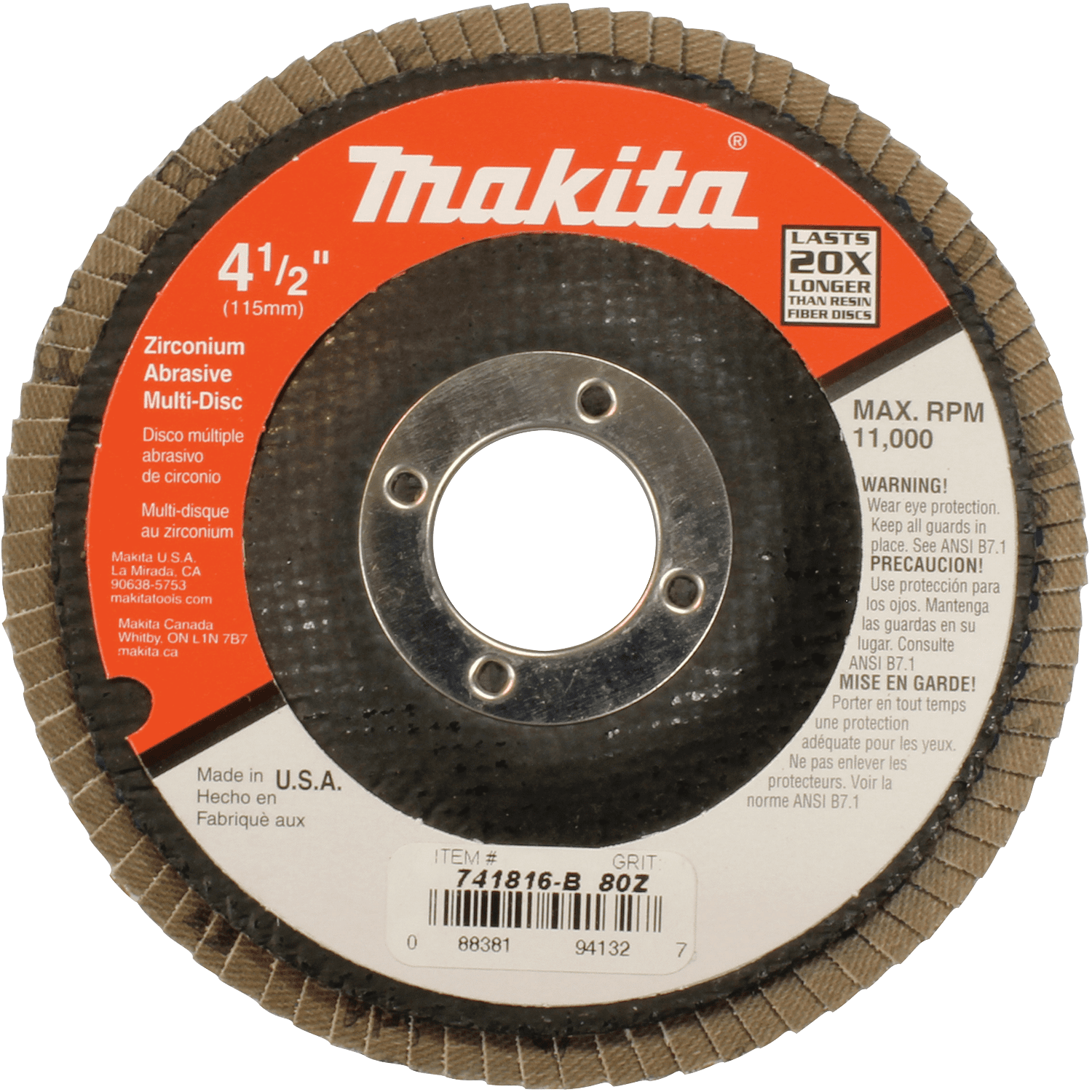Picture of 4-1/2" x 7/8" Multi-Disc, 80 Grit, Angled Type 29, 10/pk