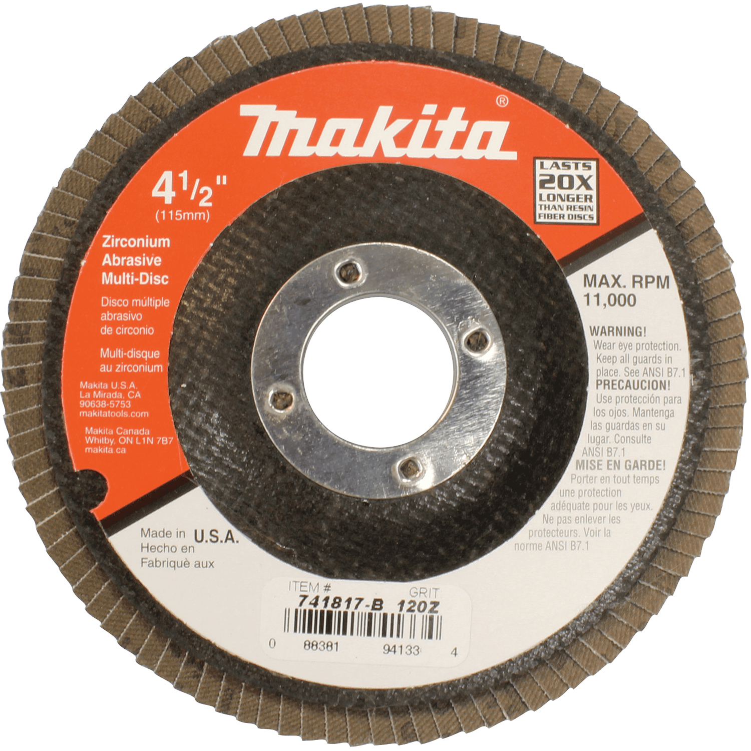 Picture of 4-1/2" x 7/8" Multi-Disc, 120 Grit, Angled Type 29, 10/pk
