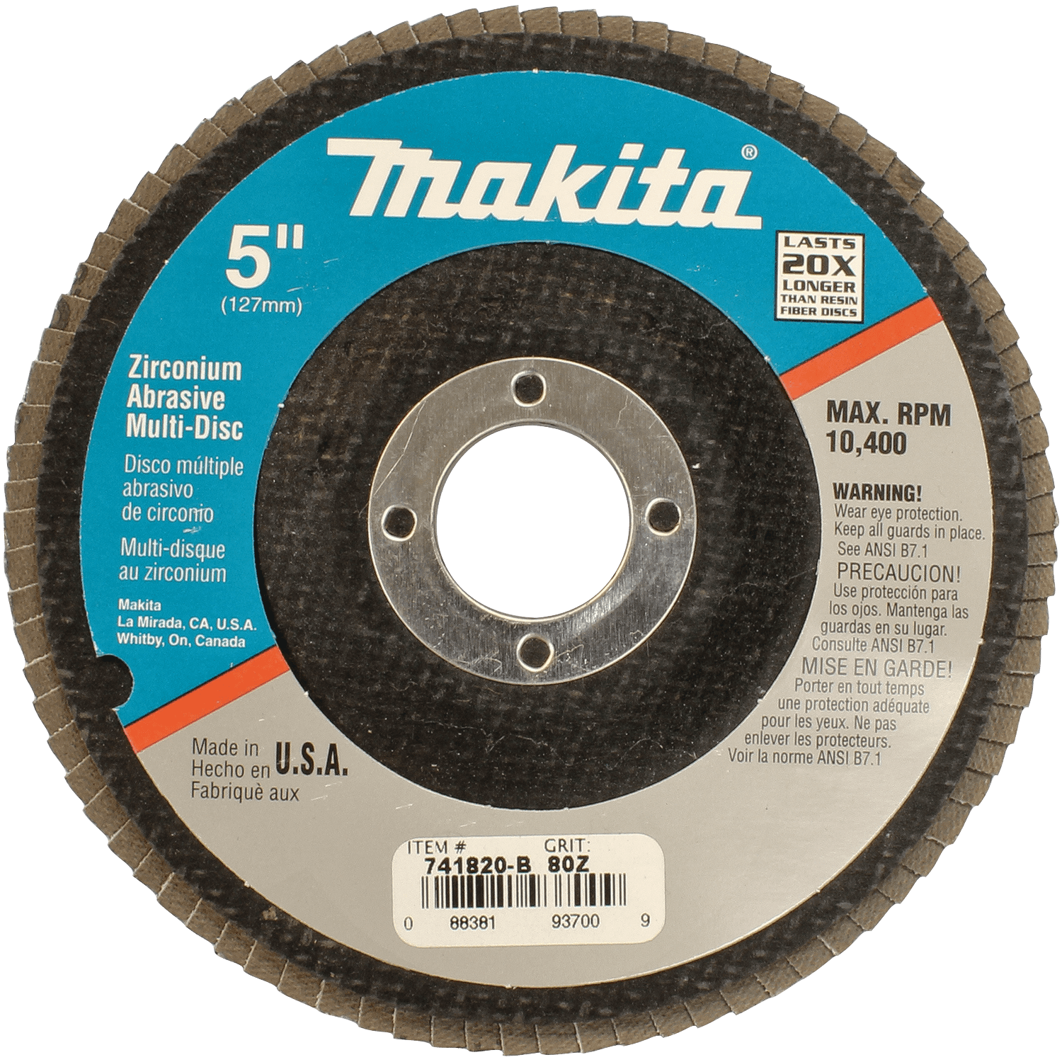 Picture of 5" x 7/8" Multi-Disc, 80 Grit, Angled Type 29, 10/pk