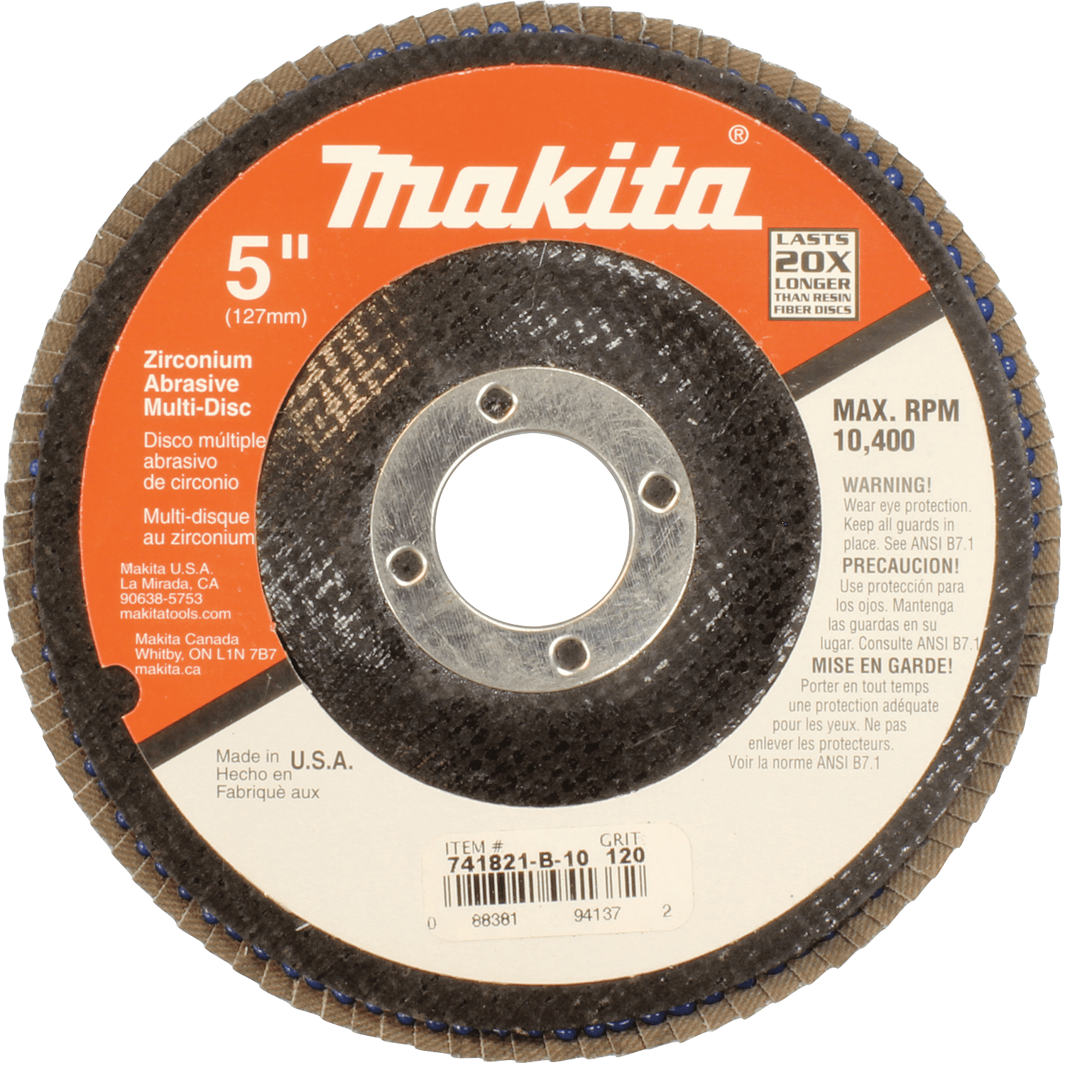 Picture of 5" x 7/8" Multi-Disc, 120 Grit, Angled Type 29, 10/pk