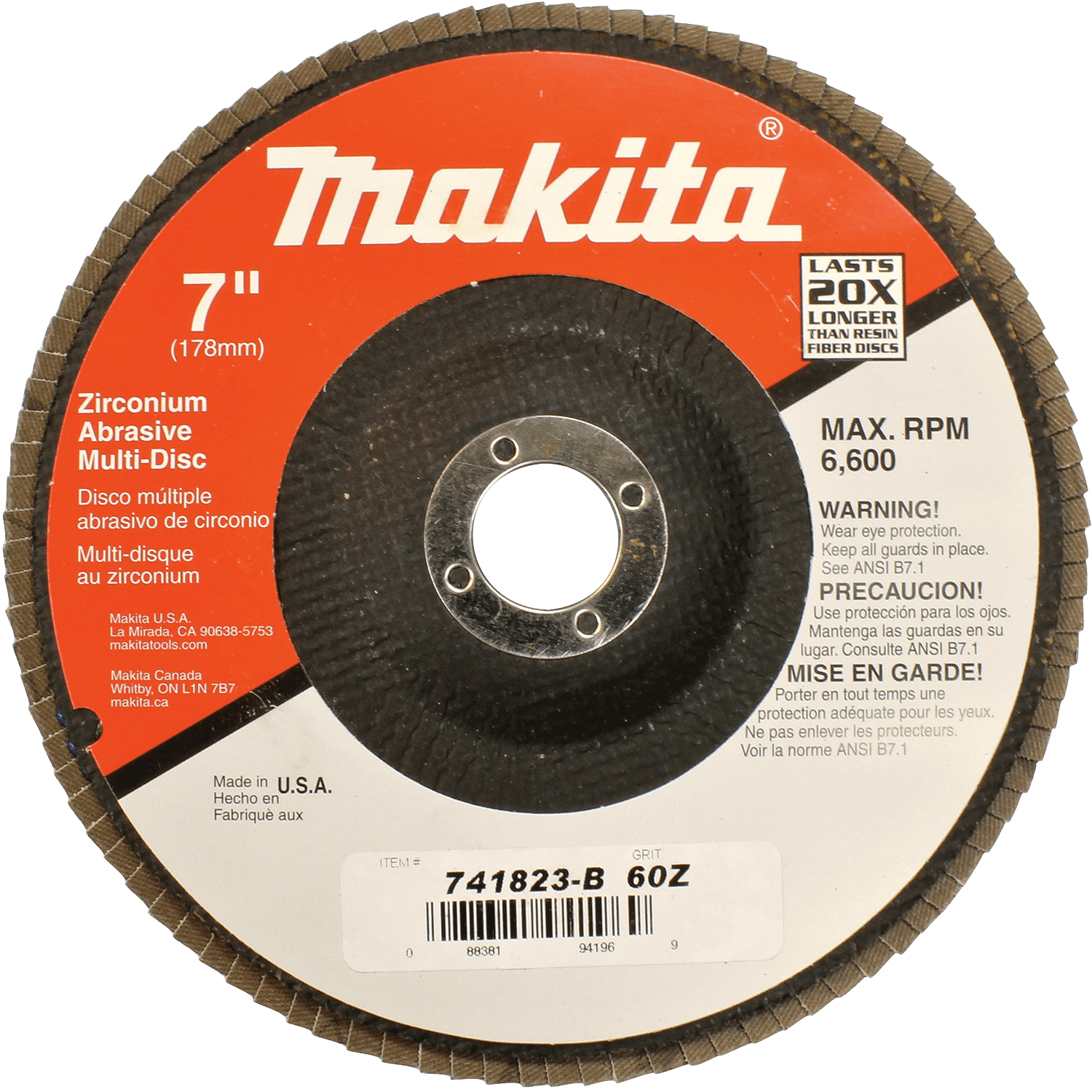 Picture of 7" x 7/8" Multi-Disc, 60 Grit, Angled Type 29, 10/pk