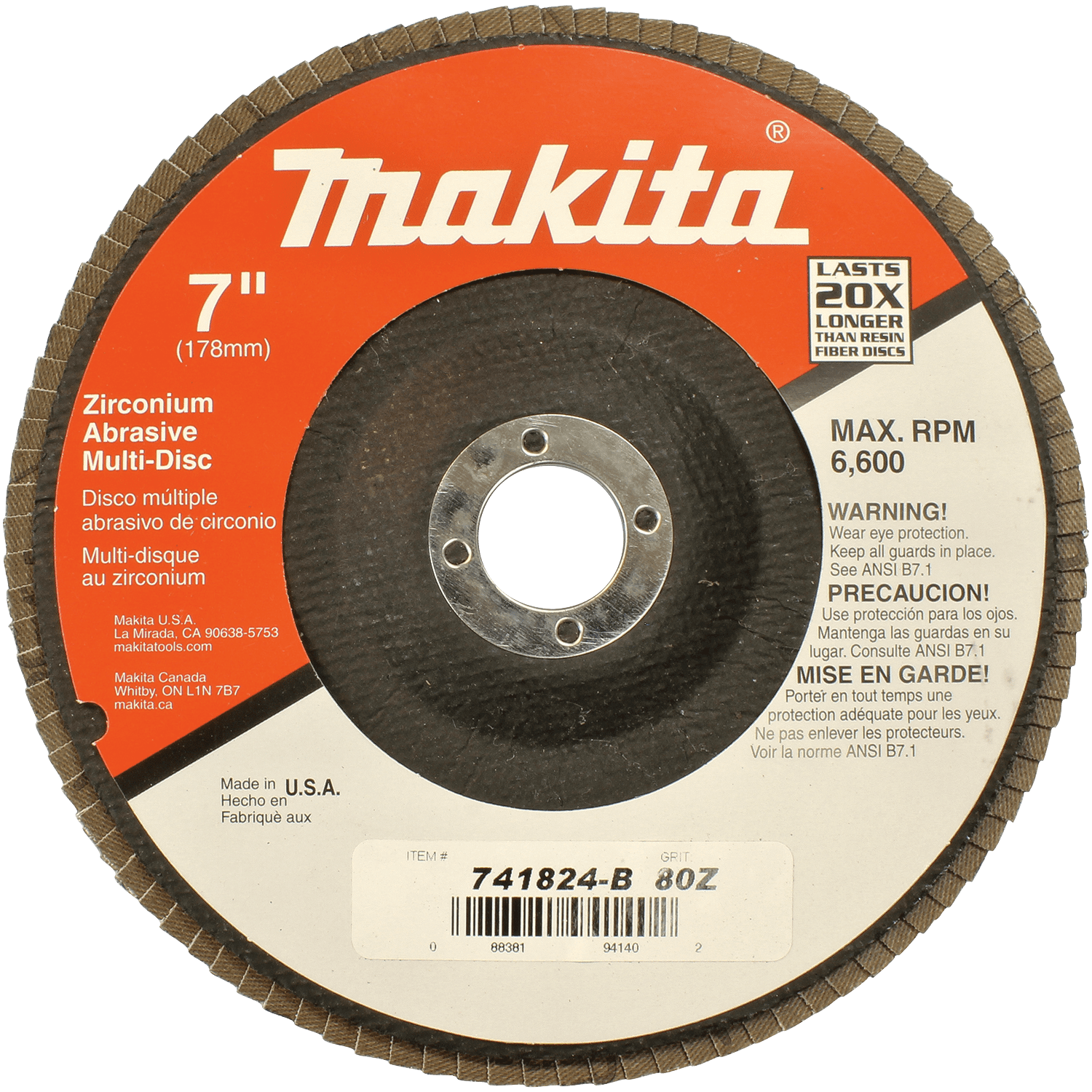 Picture of 7" x 7/8" Multi-Disc, 80 Grit, Angled Type 29, 10/pk