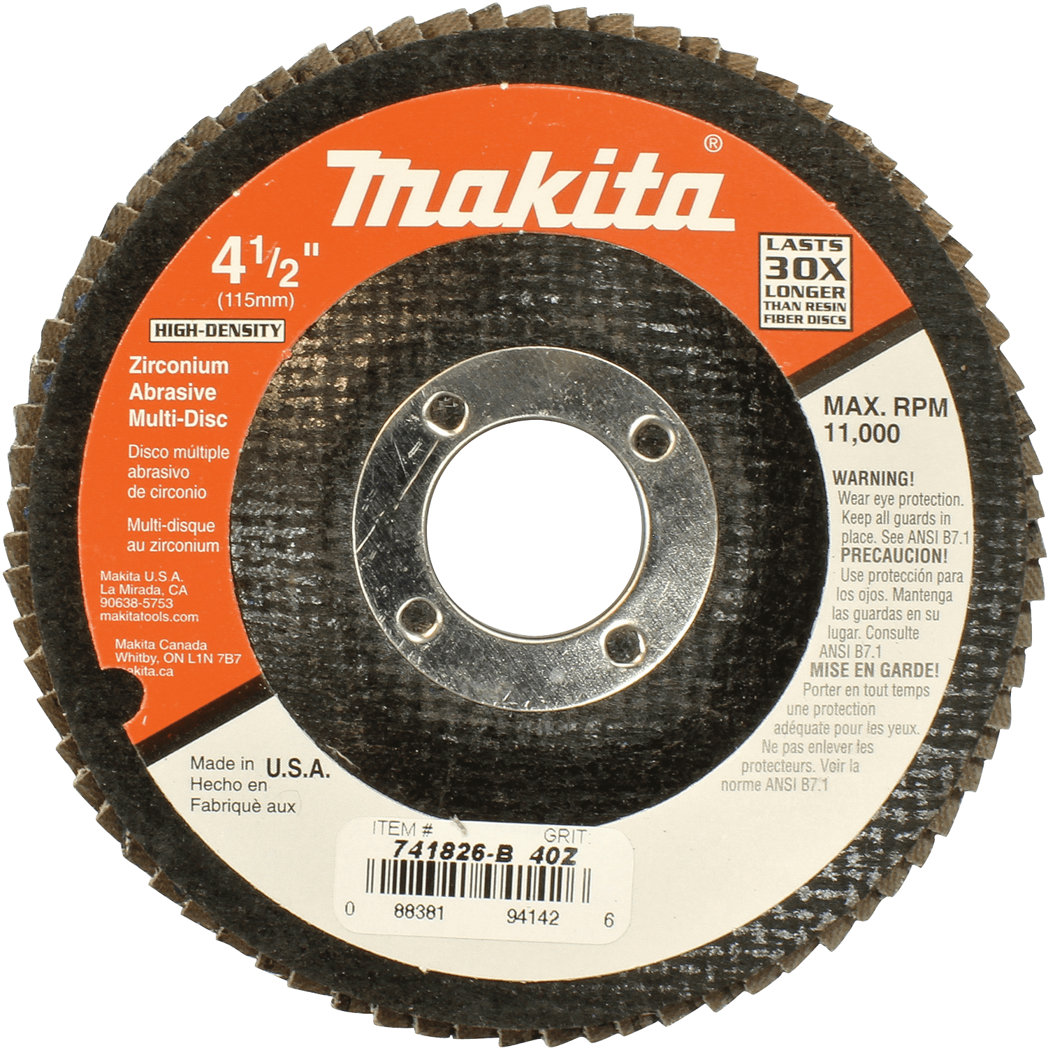 Picture of 4-1/2" x 7/8" Multi-Disc, 40 Grit, Flat Type 27, 10/pk