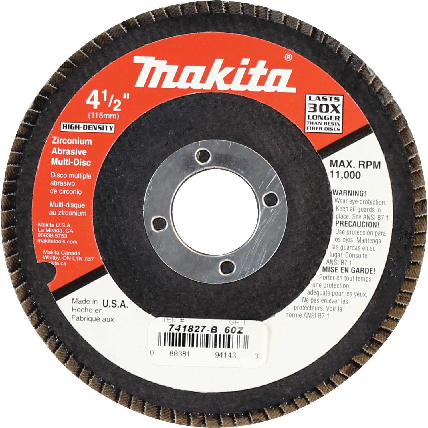 Picture of 4-1/2" x 7/8" Multi-Disc, 60 Grit, Flat Type 27, 10/pk