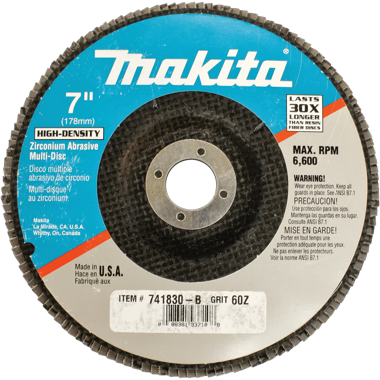 Picture of 7" x 7/8" Multi-Disc, 60 Grit, Flat Type 27, 10/pk