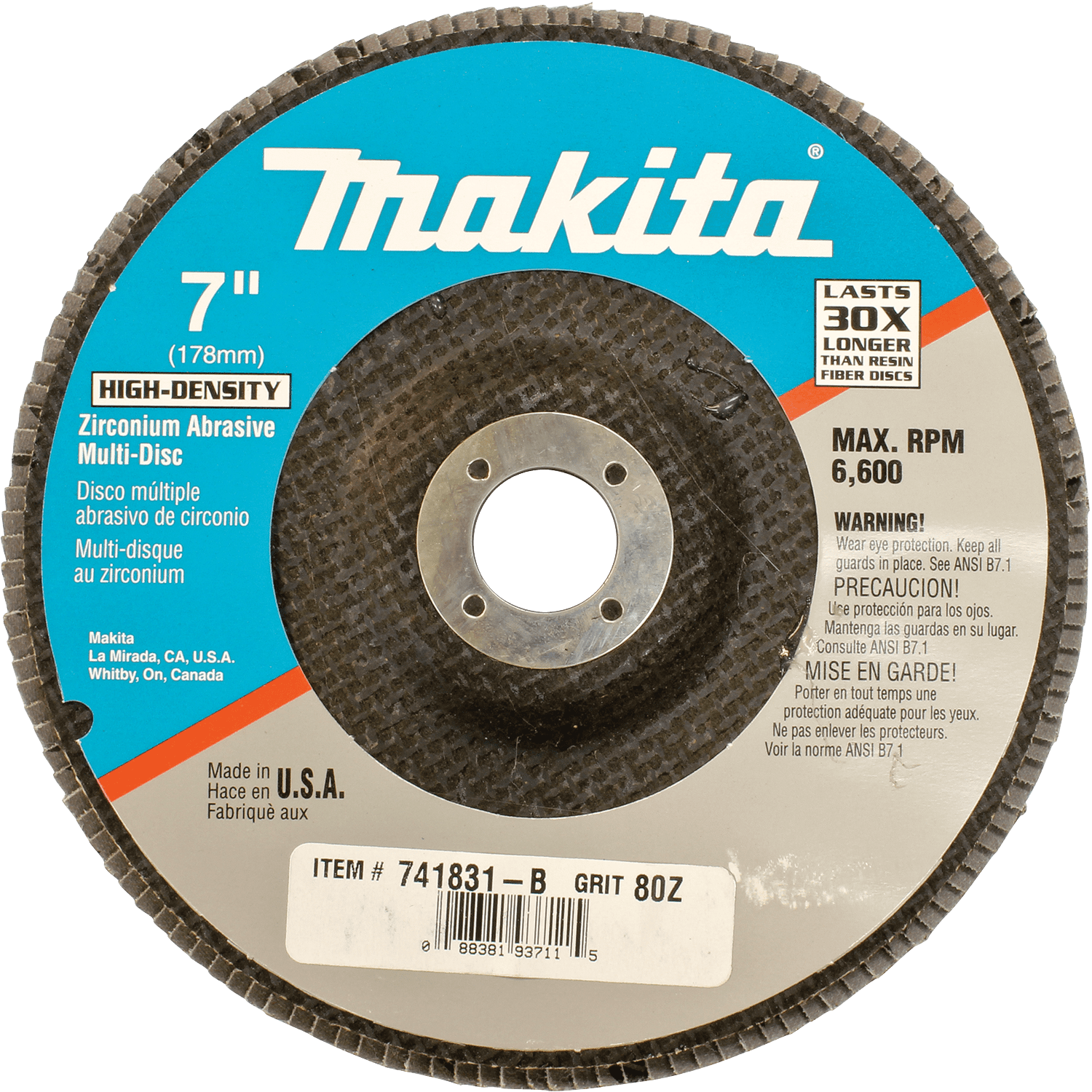 Picture of 7" x 7/8" Multi-Disc, 80 Grit, Flat Type 27, 10/pk
