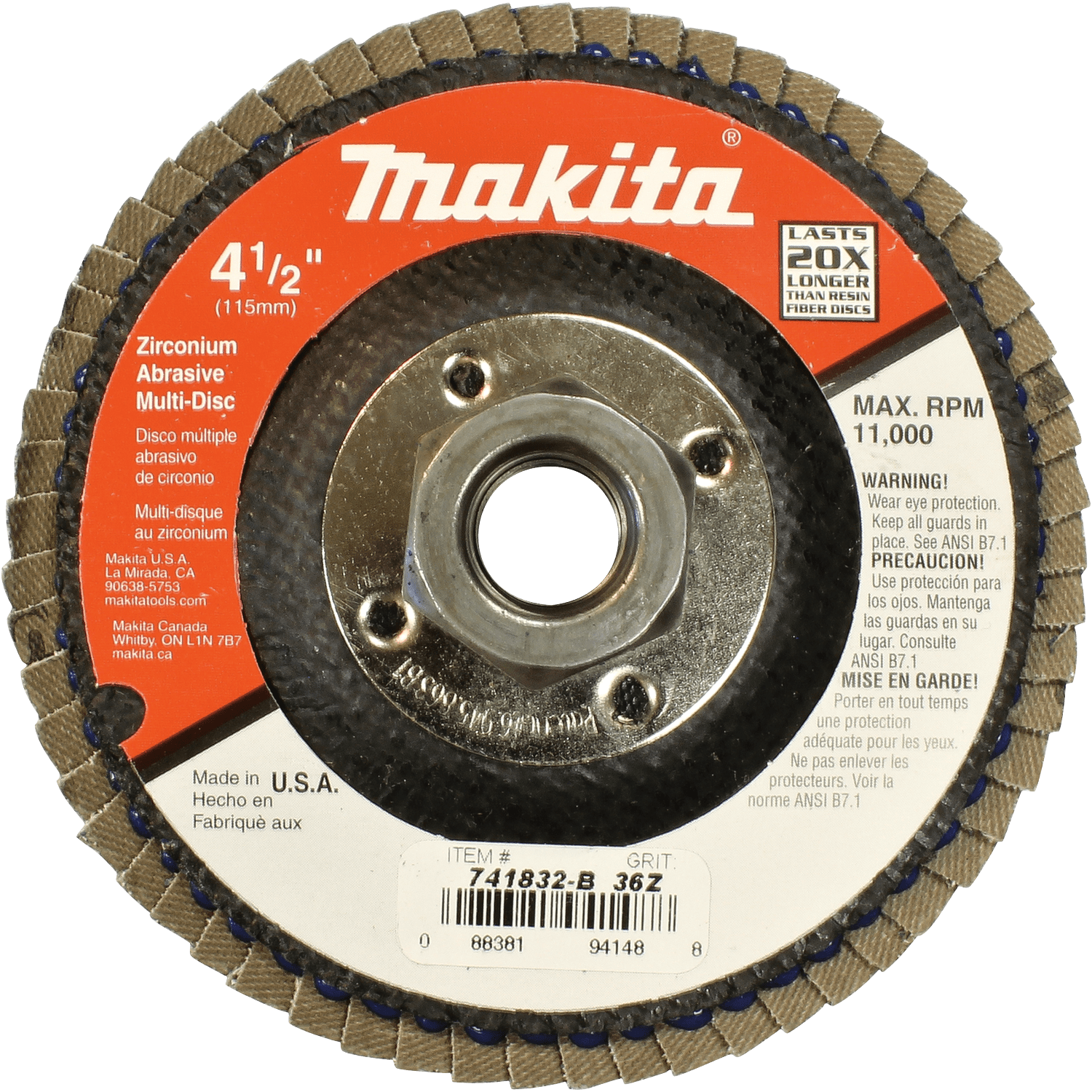Picture of 4-1/2" Multi-Disc, Hubbed, 36 Grit, Angled Type 29, 10/pk
