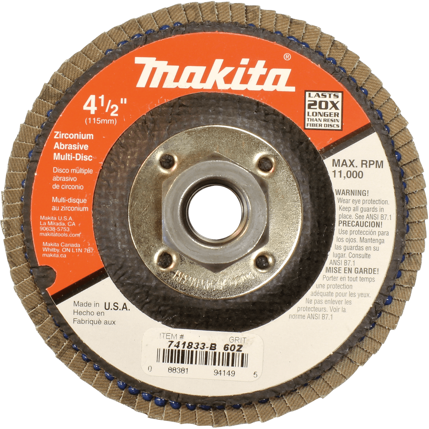 Picture of 4-1/2" Multi-Disc Hubbed, 60 Grit, Angled Type 29, 10/pk