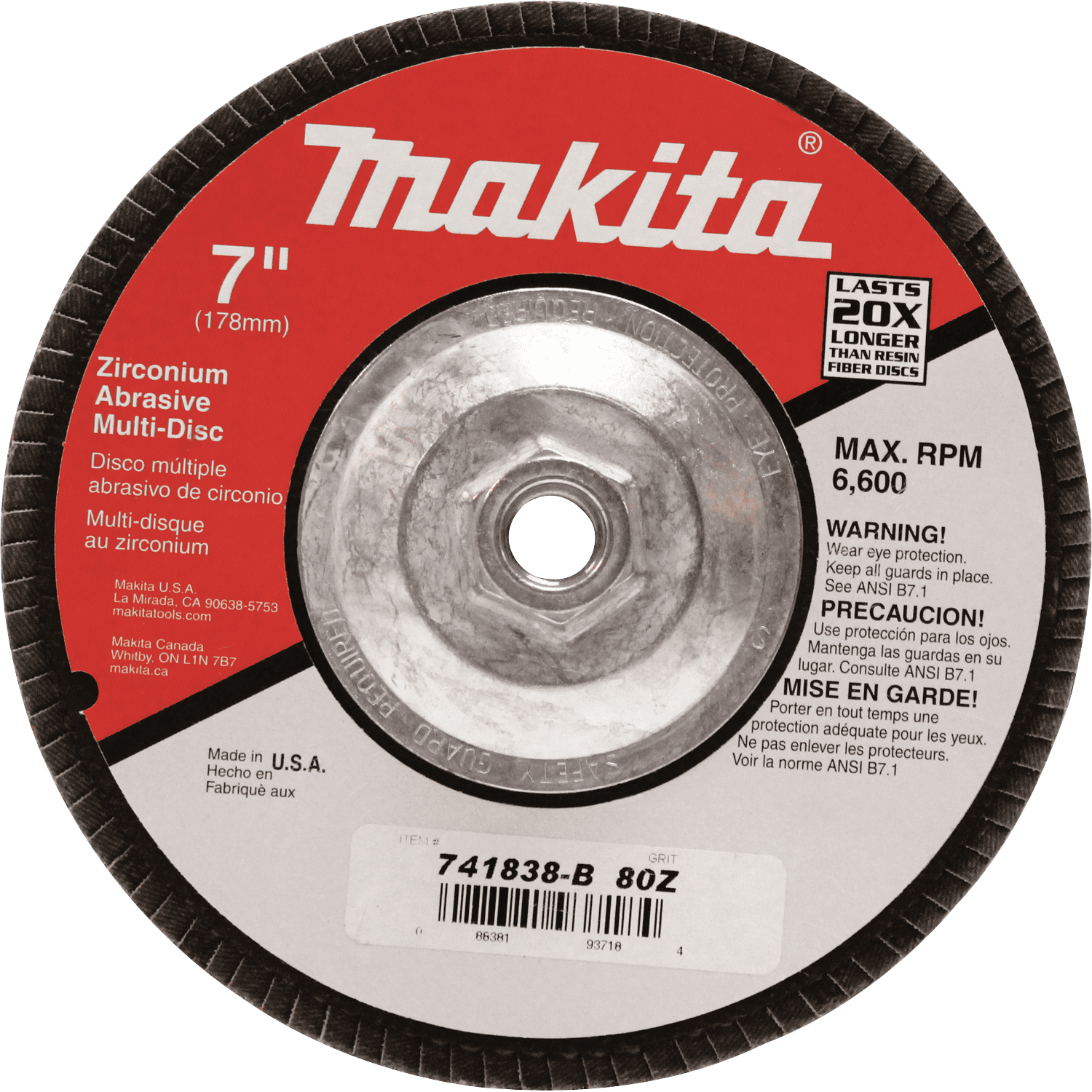 Picture of 7" Multi-Disc, Hubbed, 80 Grit, Angled Type 29, 10/pk