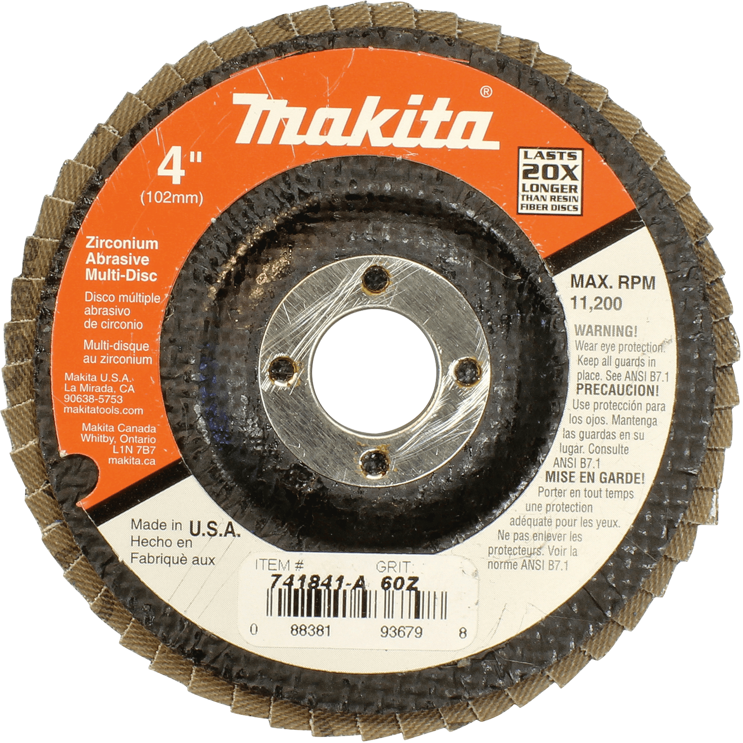 Picture of 4" x 5/8" Multi-Disc, 60 Grit, Angled Type 29