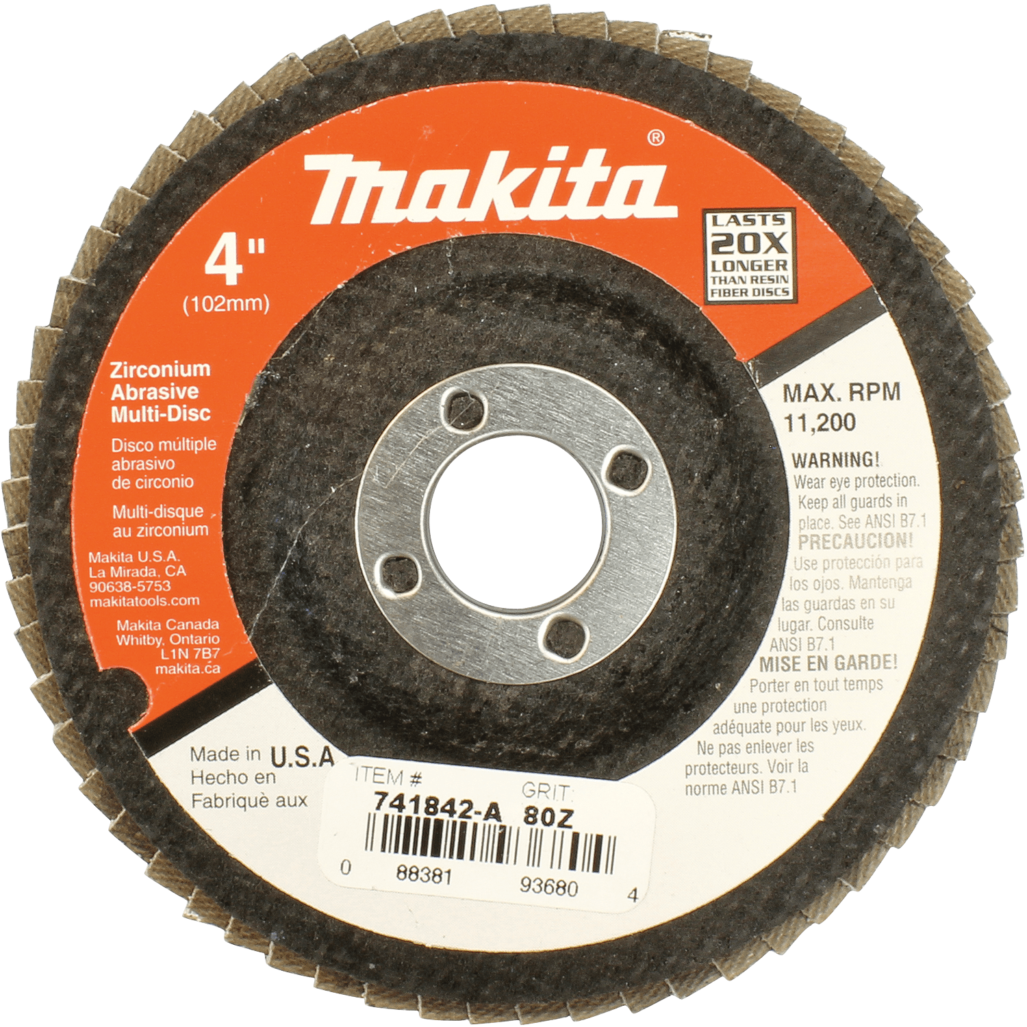 Picture of 4" x 5/8" Multi-Disc, 80 Grit, Angled Type 29