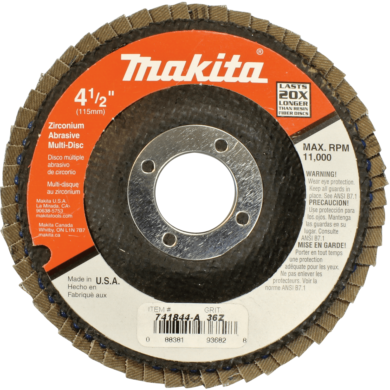 Picture of 4-1/2" x 7/8" Multi-Disc, 36 Grit, Angled Type 29