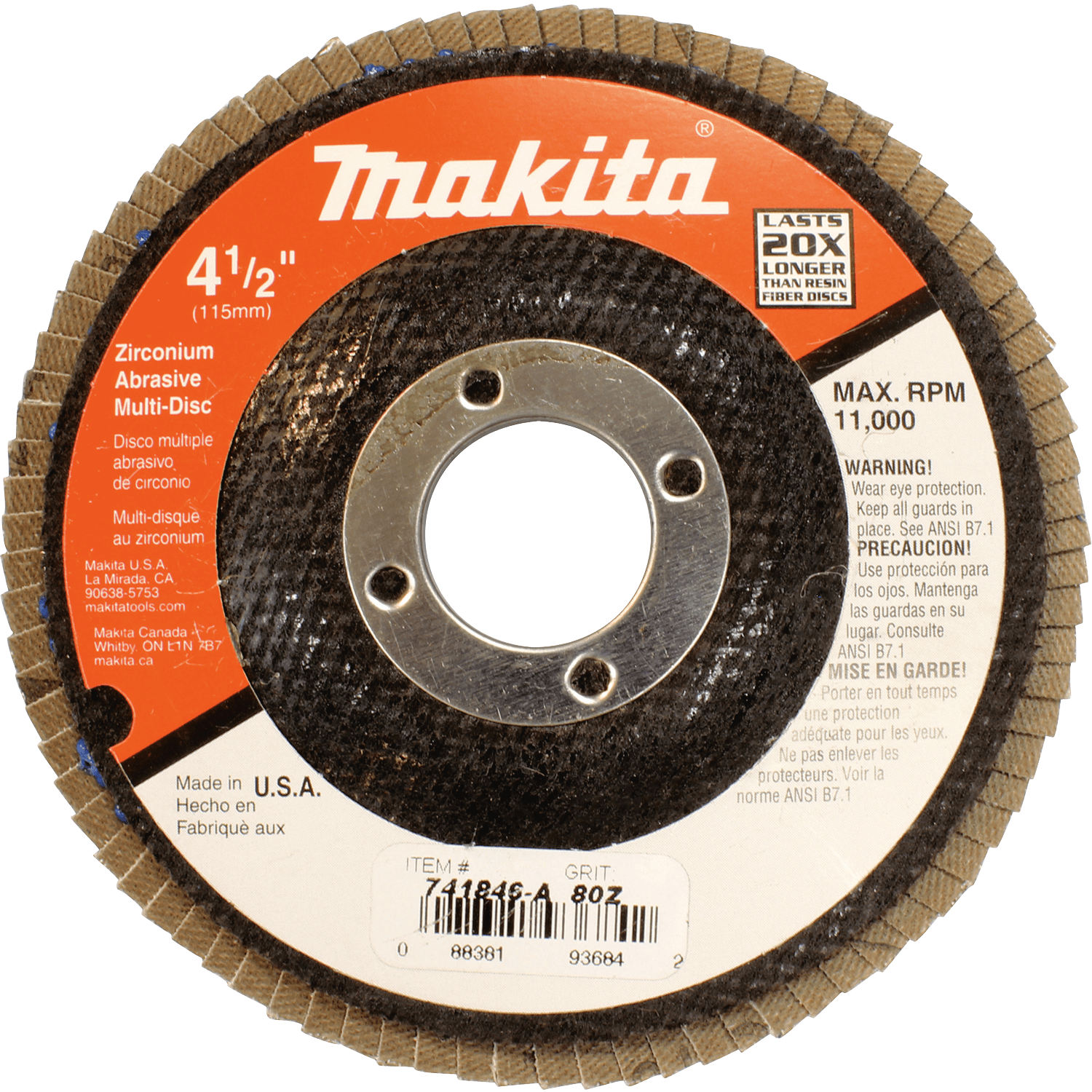 Picture of 4-1/2" x 7/8" Multi-Disc, 80 Grit, Angled Type 29